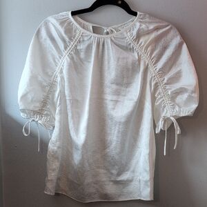 Ted Baker White Puff-Sleeve Textured Blouse